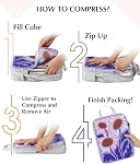Gonex Cubes d'emballage de compression, 6pcs Rangement extensible Sacs à bagages de voyage Organisateurs avec sac à chaussures Sac à laver, Cubes de voyage pour transporter les valises (flowers)