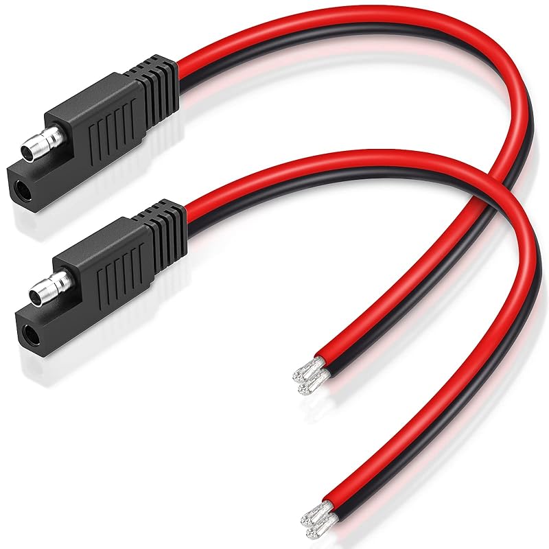Cabo de Extensão SAE com Conector de Desconexão Rápida, Fio de Cobre 14AWG, 22 cm, ELECTOP, Kit com 2 unidades