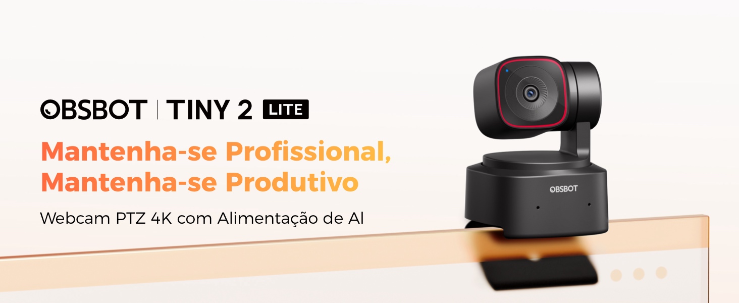 OBSBOT Tiny 2 Lite 4K Webcam para PC, Câmera de Streaming PTZ com