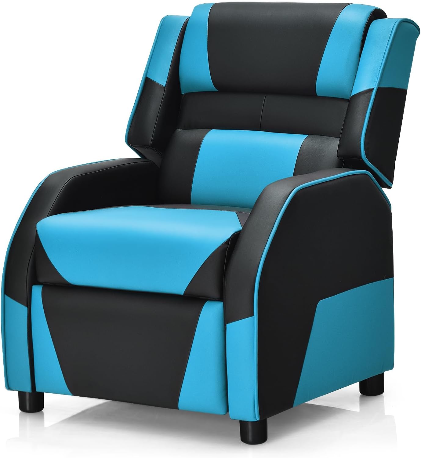 GLACER Kids Recliner Chair, Toddler Armchair with Adjustable Backrest & Footrest, Soft PU Leather Children’s Lounge Chair, Gaming Recliner for Relaxing & Reading, Boys & Girls Age 3+ (Blue)
