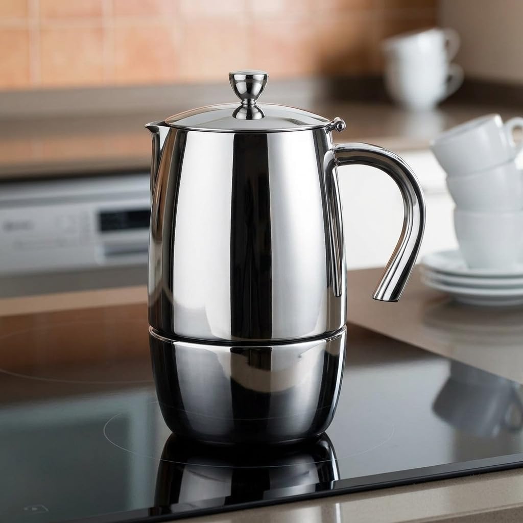 Suinga Cafetera Profesional Inox Luxe | Cafetera Italiana 10 Tazas Inducción | Cafetera Espresso | Apta para todo tipo de cocinas