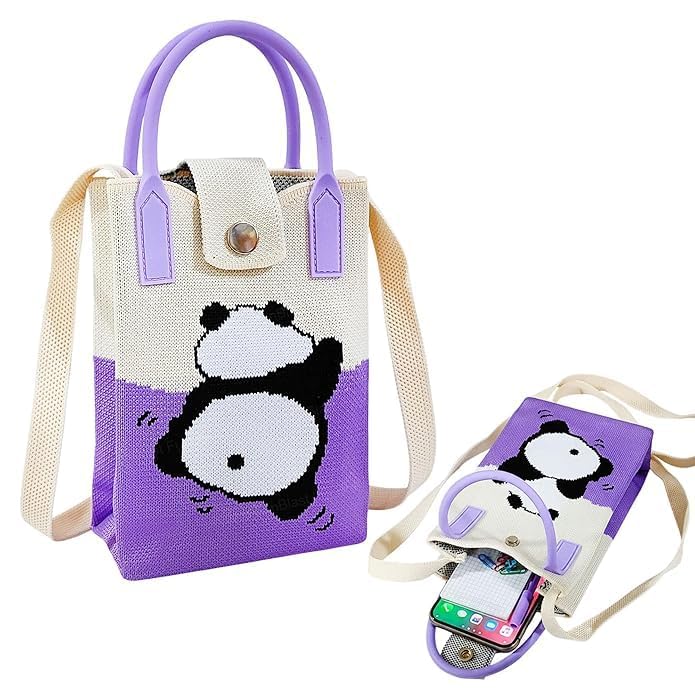 MENGAR ENTERPRISE Knitted Mini Tote Bag with Crossbody Strap, Cute