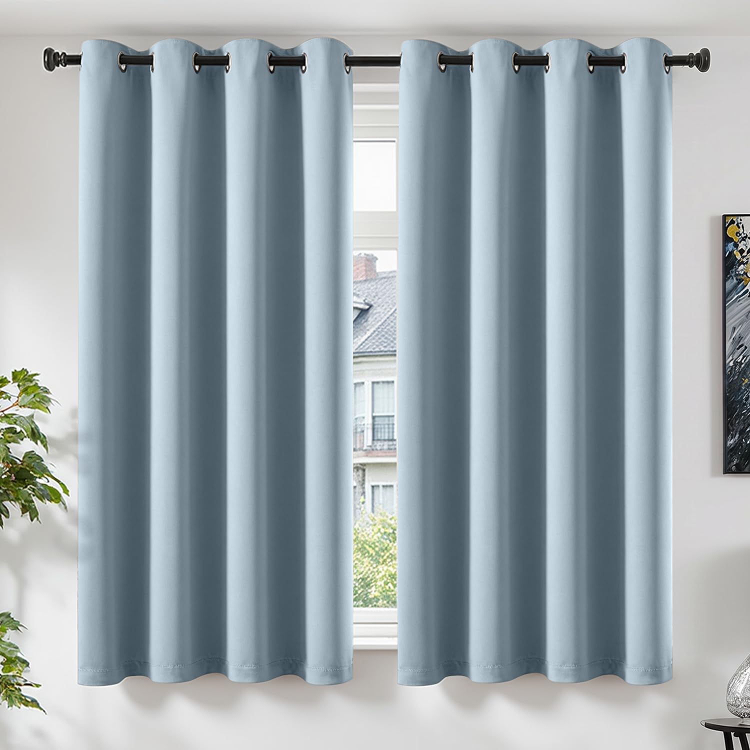 TOPICK Light Blue Blackout Curtains, 2 PCS Thermal Room Darkening W55 xL69 — image 1