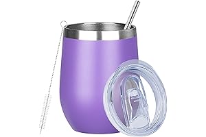 12oz Purple Wine Glass with Insulated Lid
