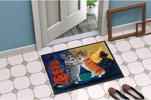 Miniatura 4 de Caroline's Treasures 7413JMAT Corgi - Tapete de Halloween Scare de 24 x 36 pulgadas, tapete para puerta delantera, para interiores y exteriores,