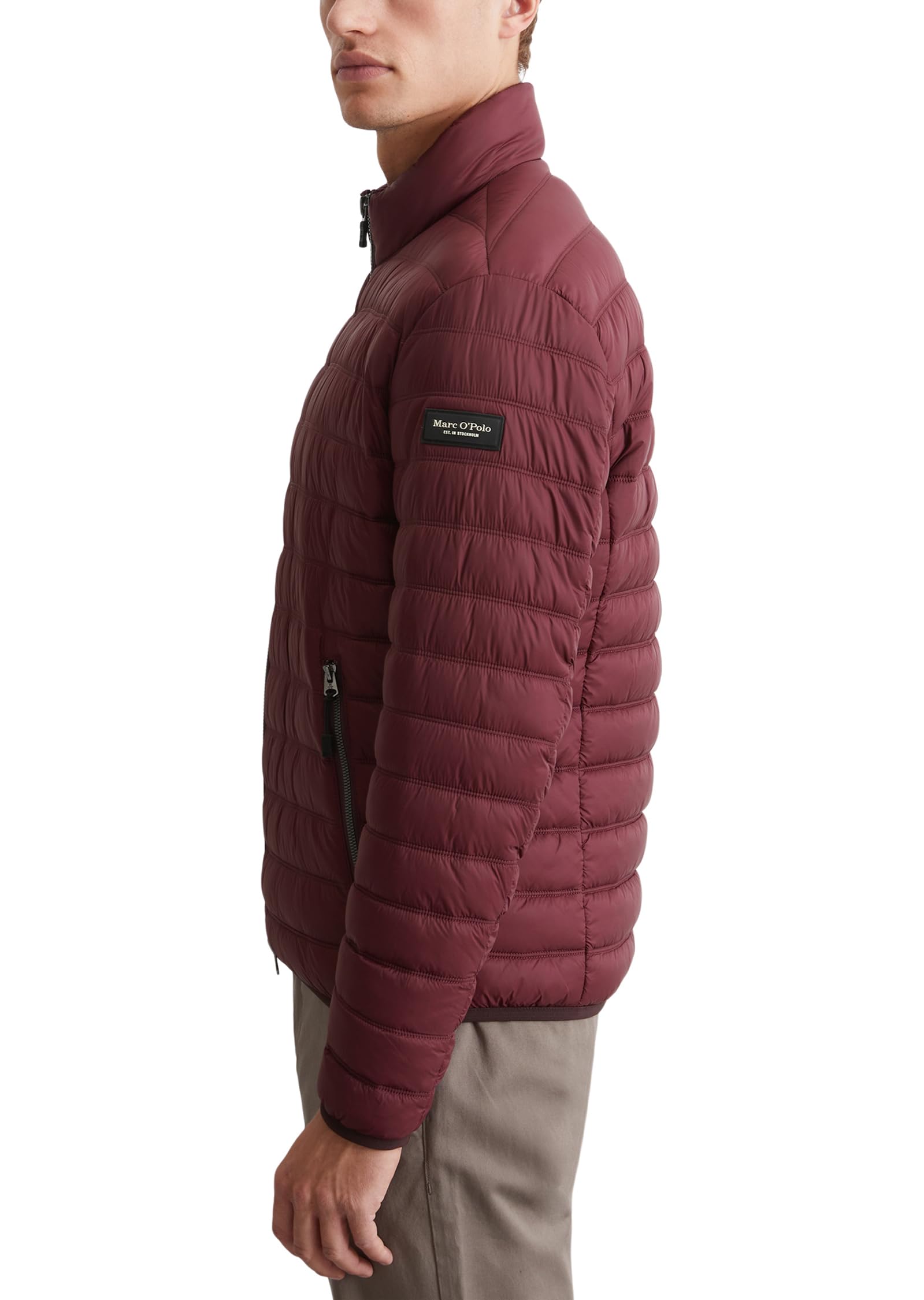 Marc O'Polo Herren Steppjacke mit Stehkragen leicht, Rot (Wine Berry), S – Ansicht 3