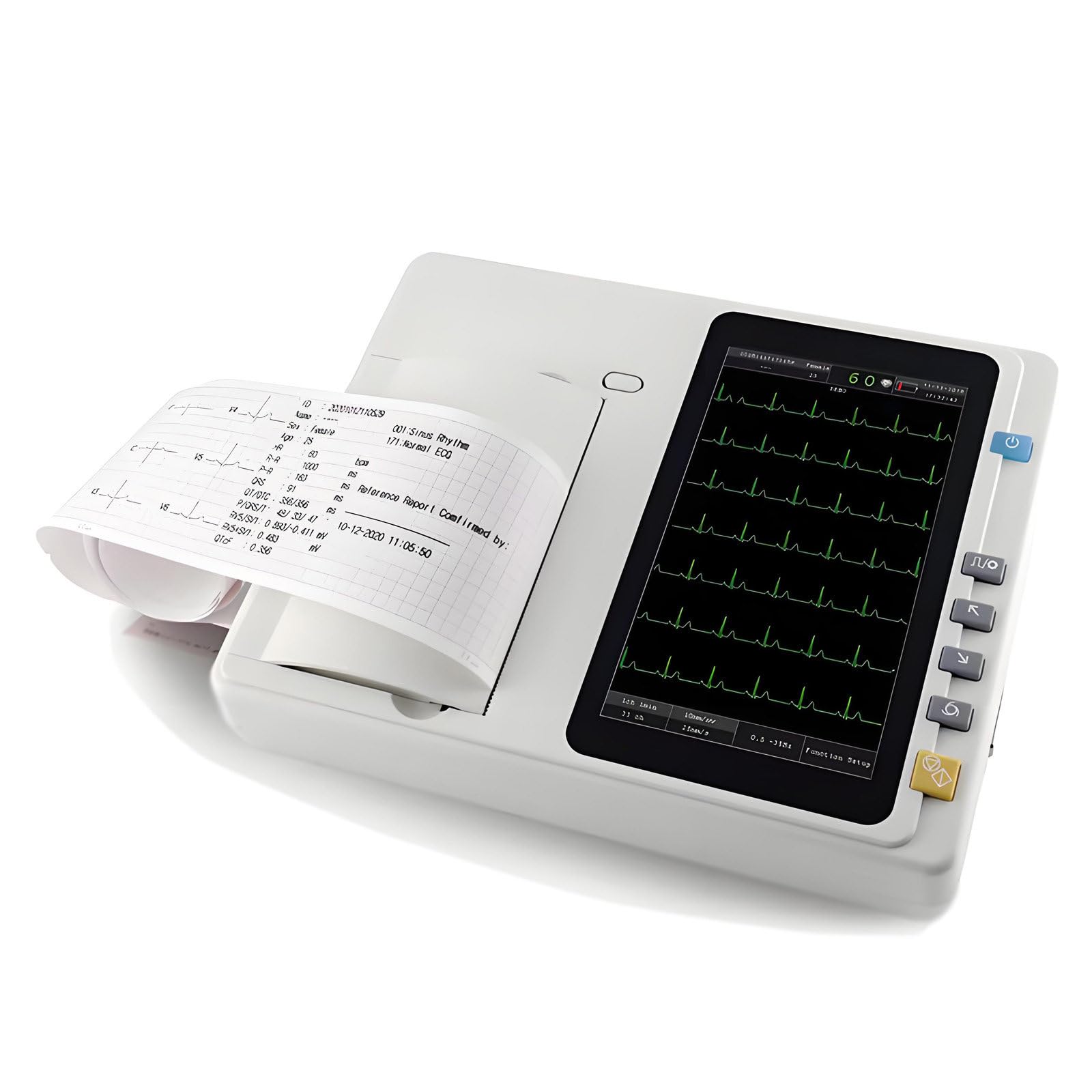 NYANS Monitor ECG Portatile con Carta per Stampa, Elettrocardiografo a 3 Canali e 12 Derivazioni con Touchscreen da 7 Pollici e Software, Aggiornamento Software Tramite USB/SD Card