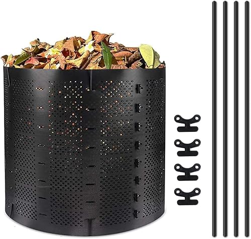 YUEWO Contenedor de compostaje de 220 galones para exteriores, expandible para exteriores, para hojas, hierba, posos de café, residuos de cocina,