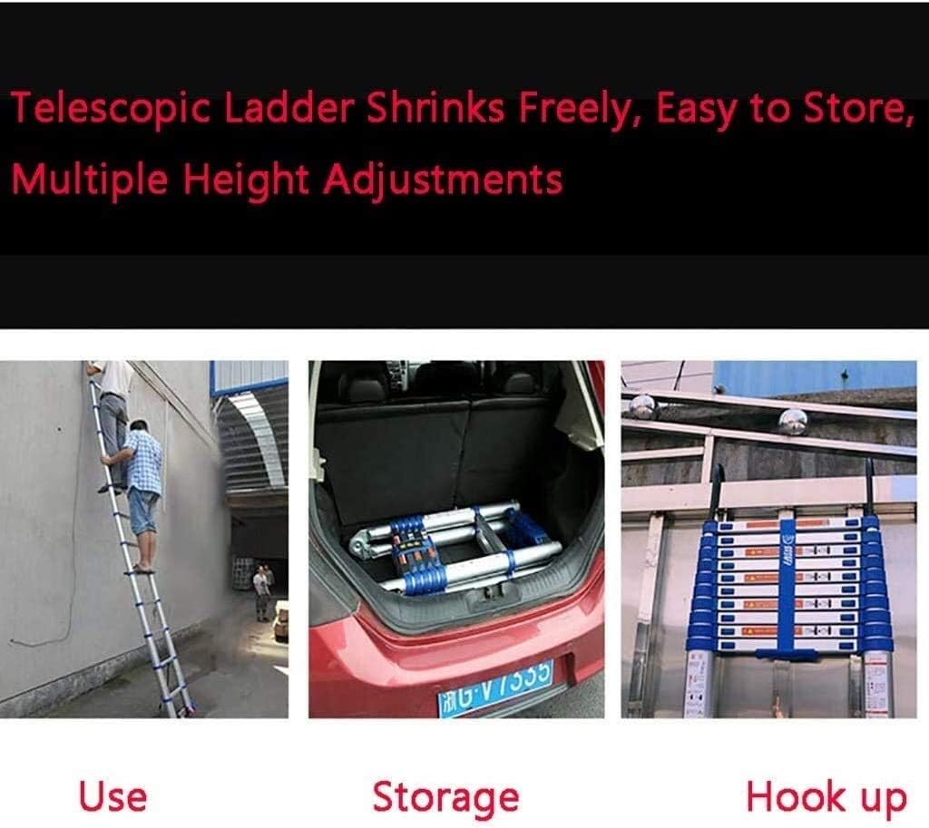 Ladder,Telescopic and Climbing Ladder Telescopic Ladder - with Detachable Hook Aluminum Ladder Extendable Ladder Ladder for Indoor Decoration, Outdoor Decoration, Convenient Storage,2.0M/6.5Ft,