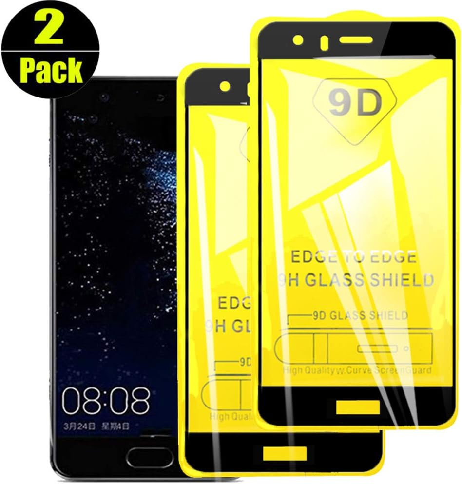 Stilluxy 【2 Pack】 Compatible with Huawei P10 Lite Screen Protector Tempered Glass 9H [Bubble Free] P 10 Lite [9D Curved Surface] P10Lite Proetective Film 6.5 inch 2017 2 Pices (Black)