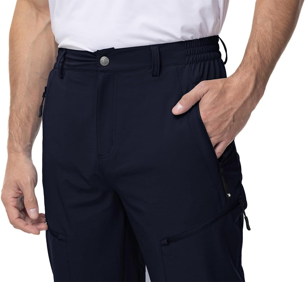 YSENTO Men's Cargo Hiking Pants Lightweight 5 Zipper Pockets Stretch Quick Dry Camping Fishing Travel Pants