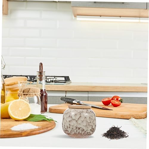 Miniatura 5 de Angoily Tarro de té de cerámica estilo chino vintage tarro de almacenamiento de té de porcelana lata de té de almacenamiento de té, recipiente de té