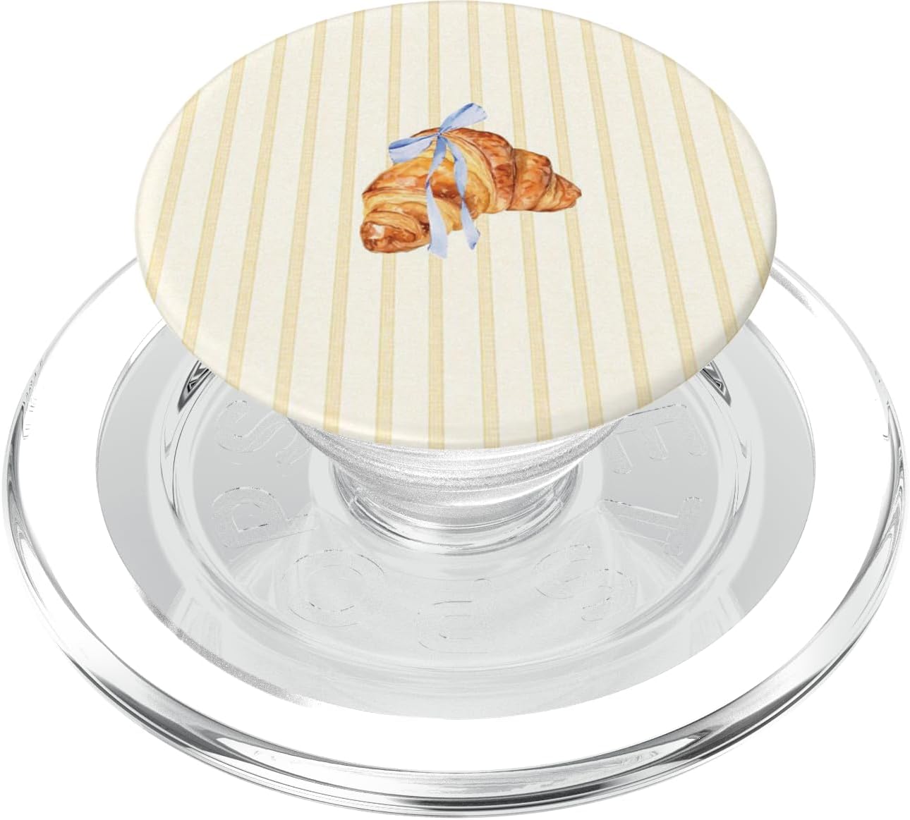 Croissant Bow Stripe Pattern PopSockets PopGrip for MagSafe