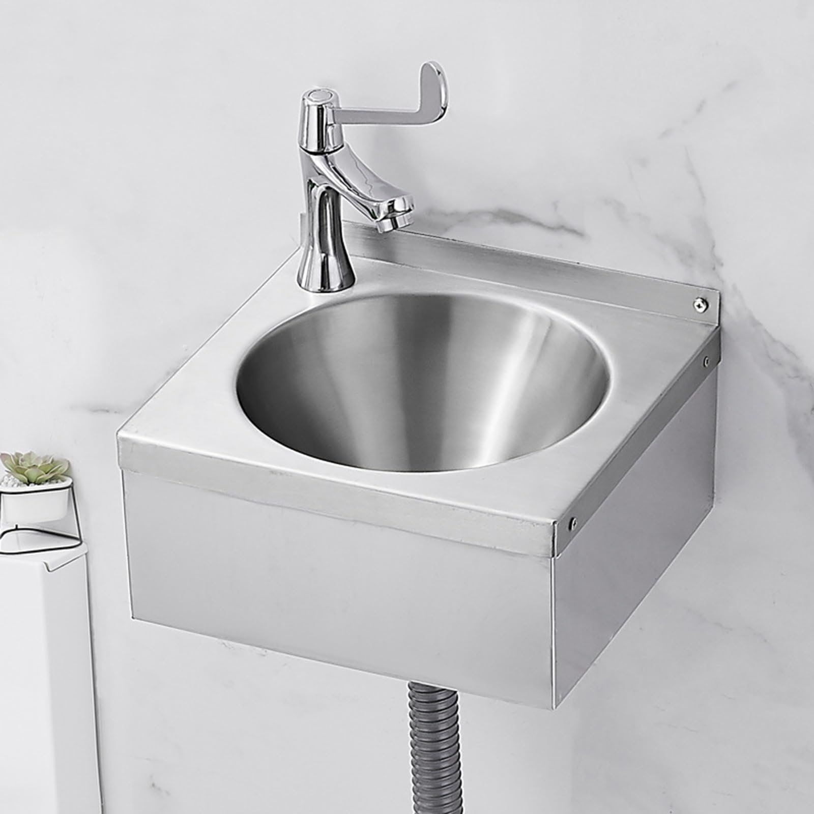 Lavandino Quadrato da Parete for Bagno, Piccolo lavabo in Acciaio Inox for Uso Domestico, for Balcone