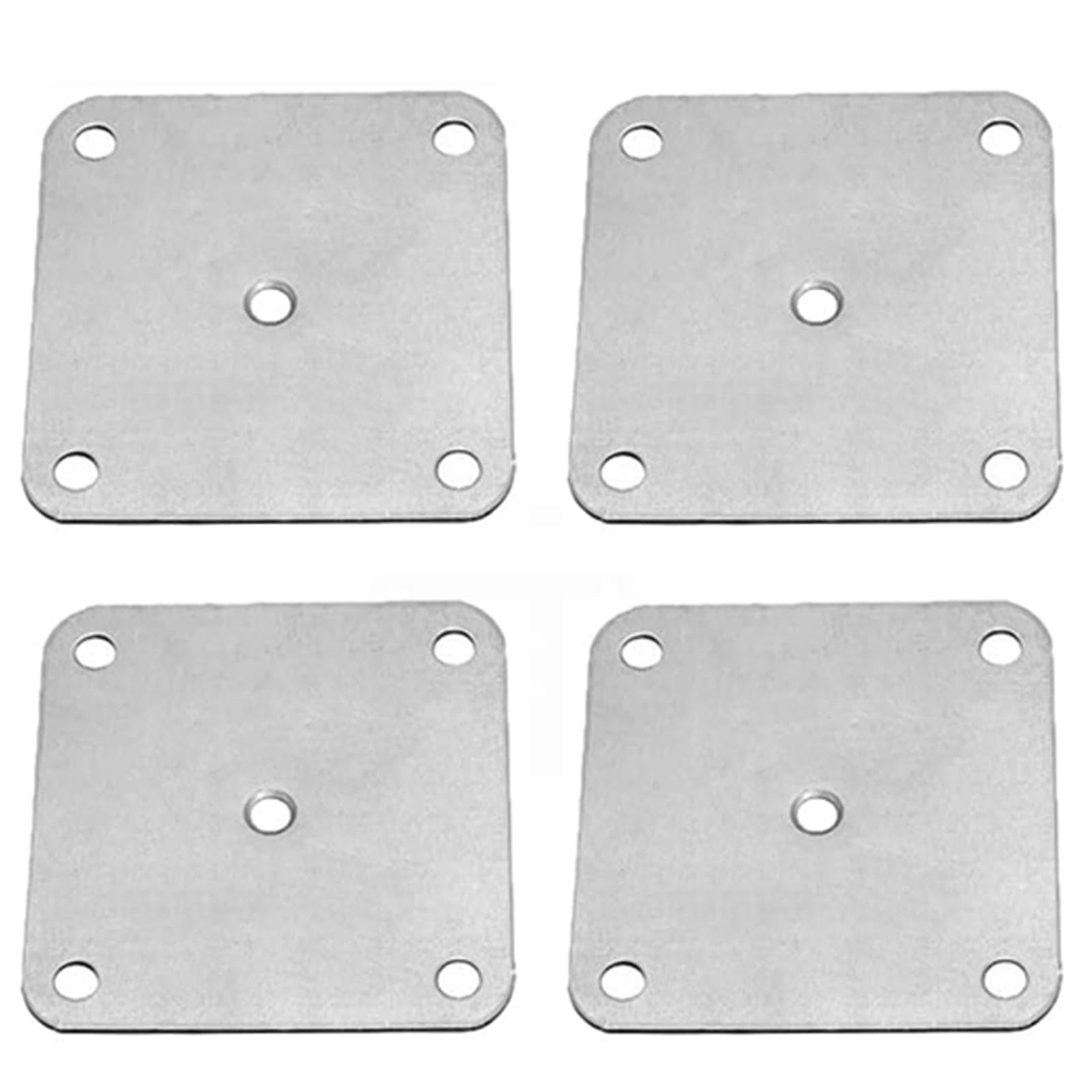 4 Pack Flat Mounting Plates, 80 x 80mm Heavy Duty Furniture Shelf Fixing Bracket Straight Support Brace for Sofa Couches Chair Seats (5 Holes)