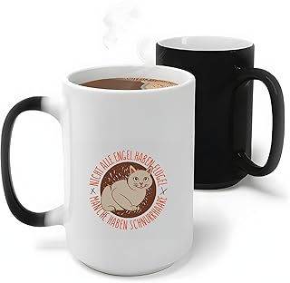 Gift for Cat Lovers with German Quote Not All Angels Have Wings Some Have Whiskers for Pet Owners 11oz 15oz Color Changing Mug