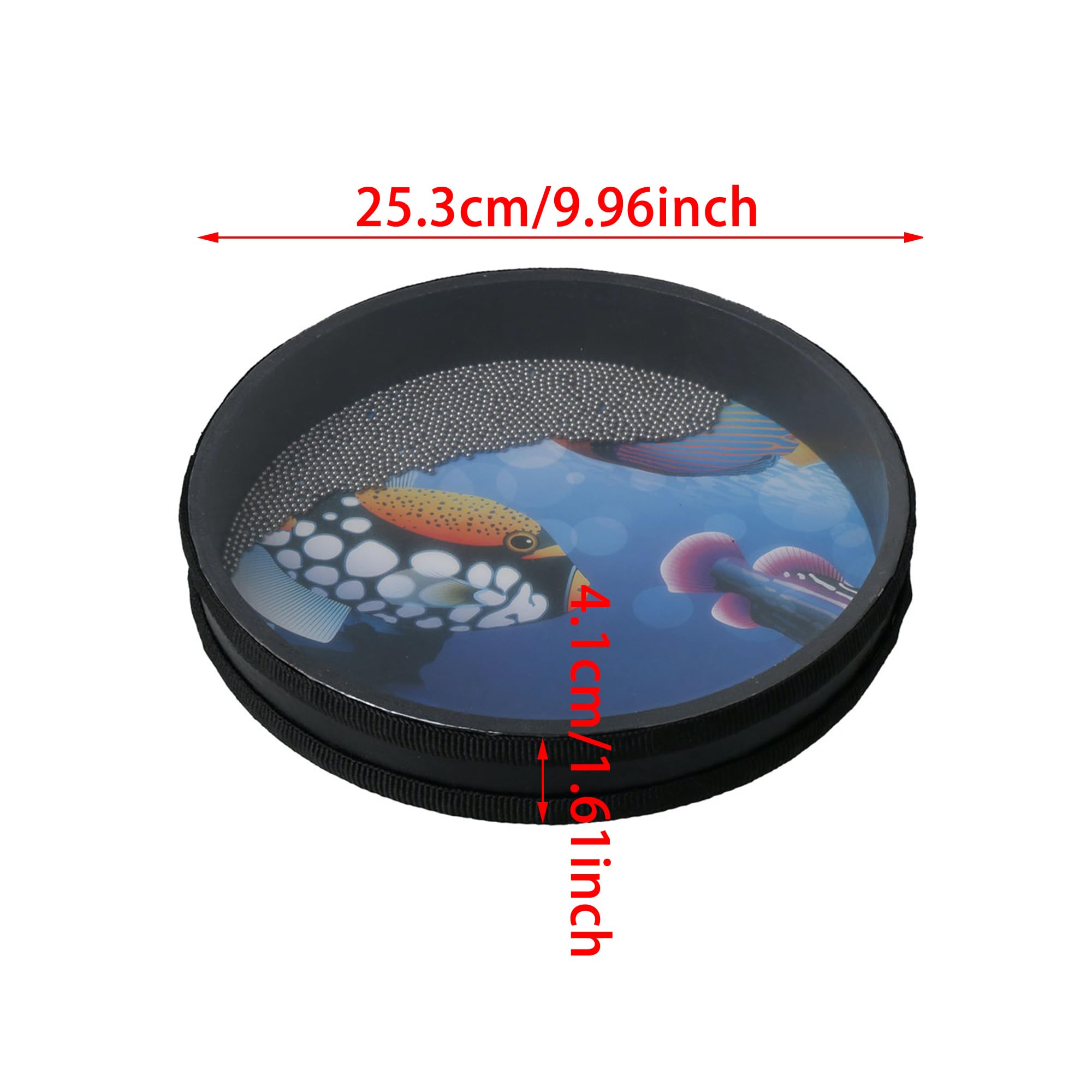 Tambour océanique 253 mm - Instrument de percussion à la main - Vague - Son de mer - Avec patin de poisson