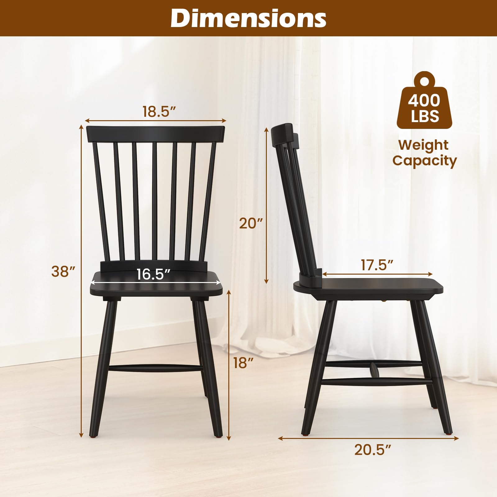 Amazon.com: COSTWAY Windsor Dining Chair Set of 4, Kitchen Side
