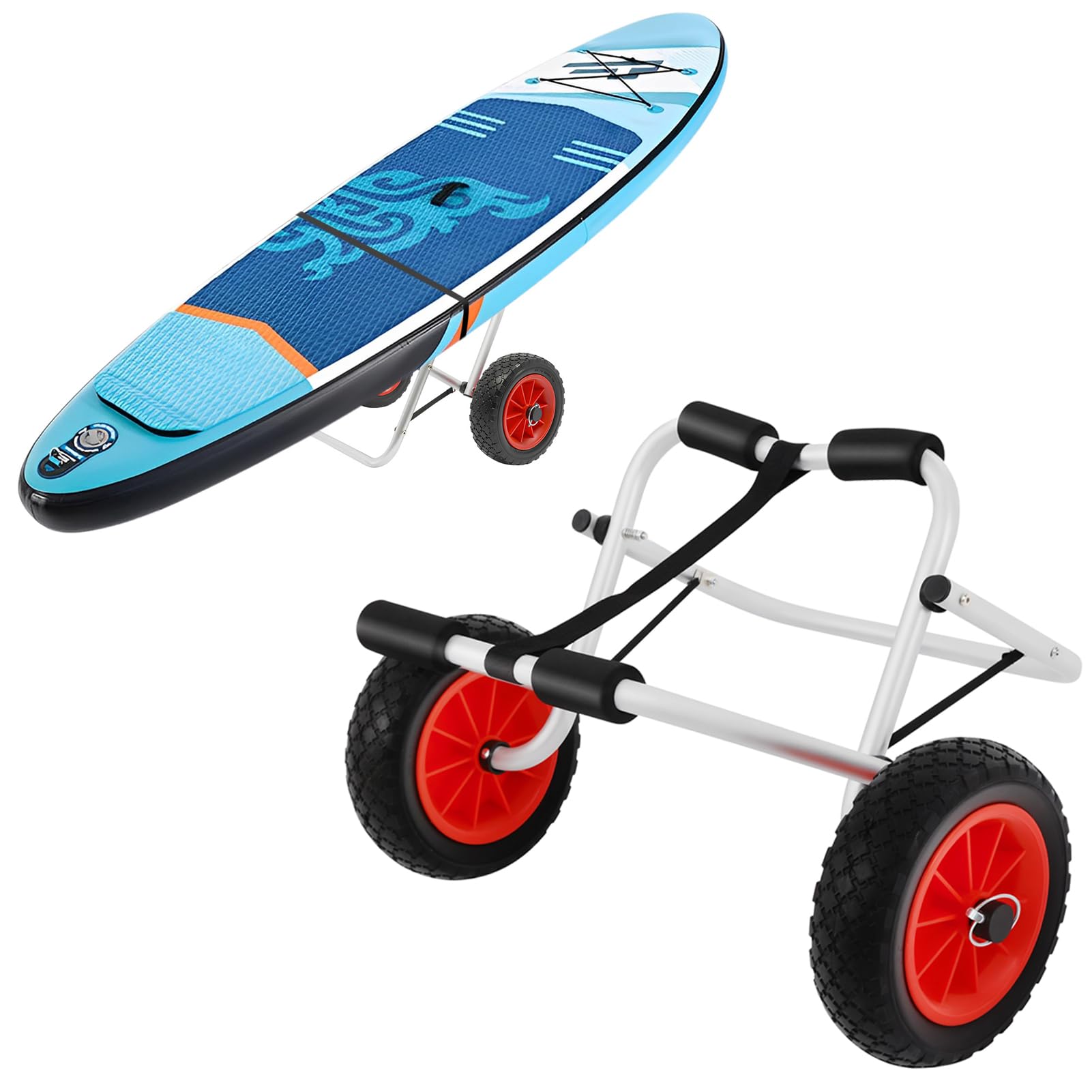 Chariot de transport pliable en alliage d'aluminium avec sangles pour bateau, canoë ou kayak, chariot de transport de bateaux, jusqu'à 80 kg
