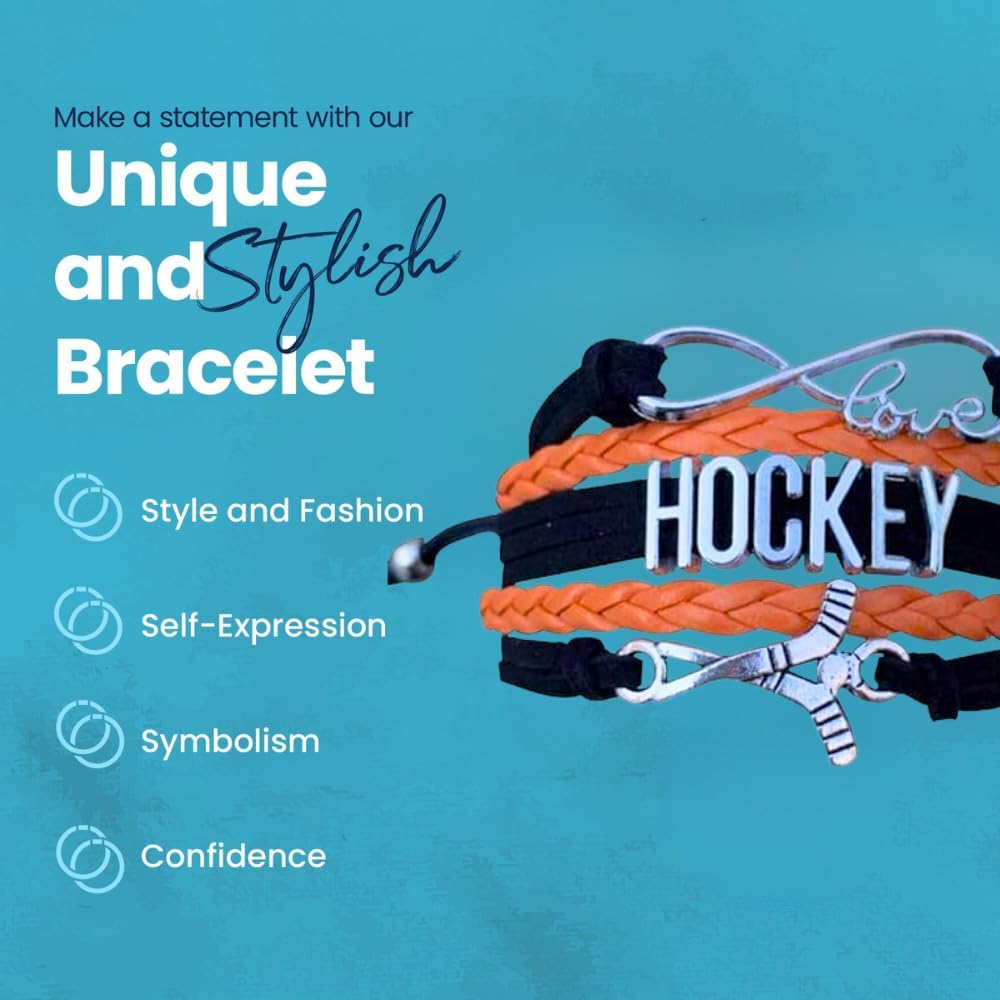 Sportybella Hockey Charm Bracelet - Hockey Stick Style For Players