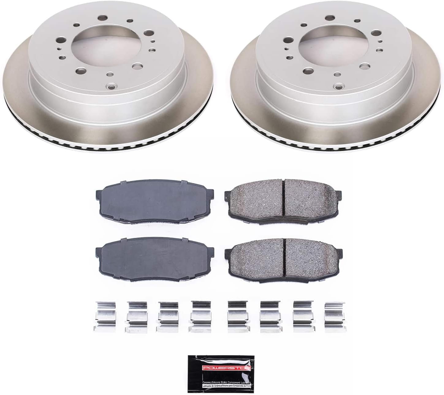 PowerStop Rear Brake Kit For Lexus LX570 2008-11 |LX570 2013-21 |Toyota Land Cruiser 2008-11 |Land Cruiser 2013-21 |Sequoia 2008-22 - Ceramic Brake Pads + Semi Coated Rotors Replacement, SC3073