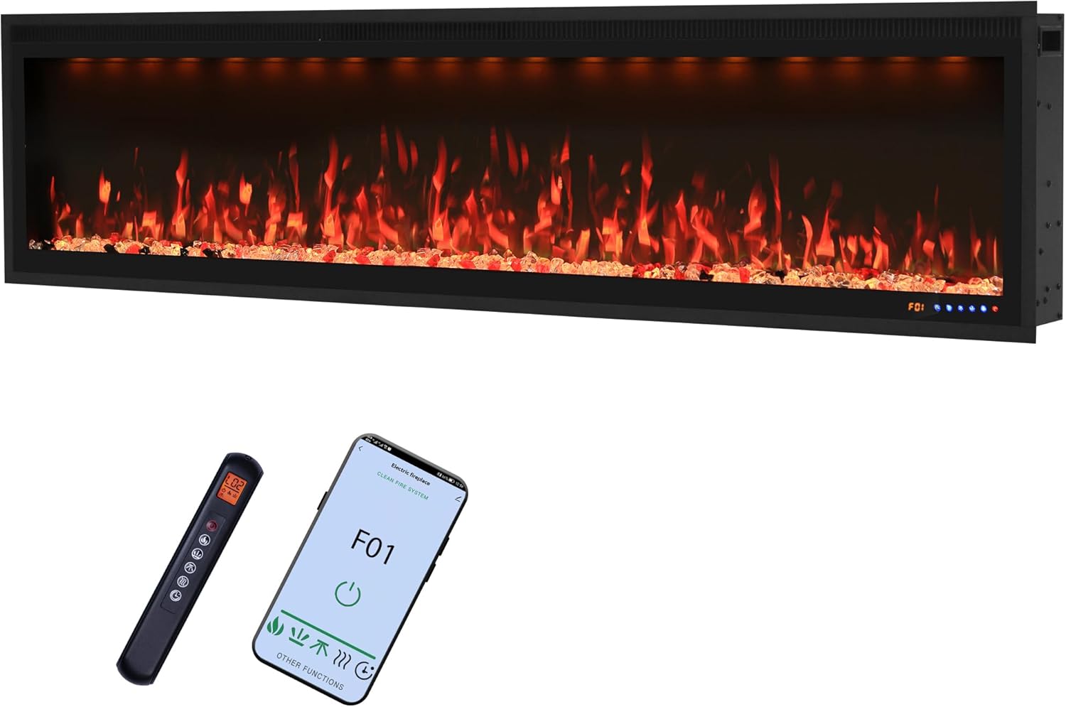 Valuxhome 74-inch Electric Fireplace with remote and app control