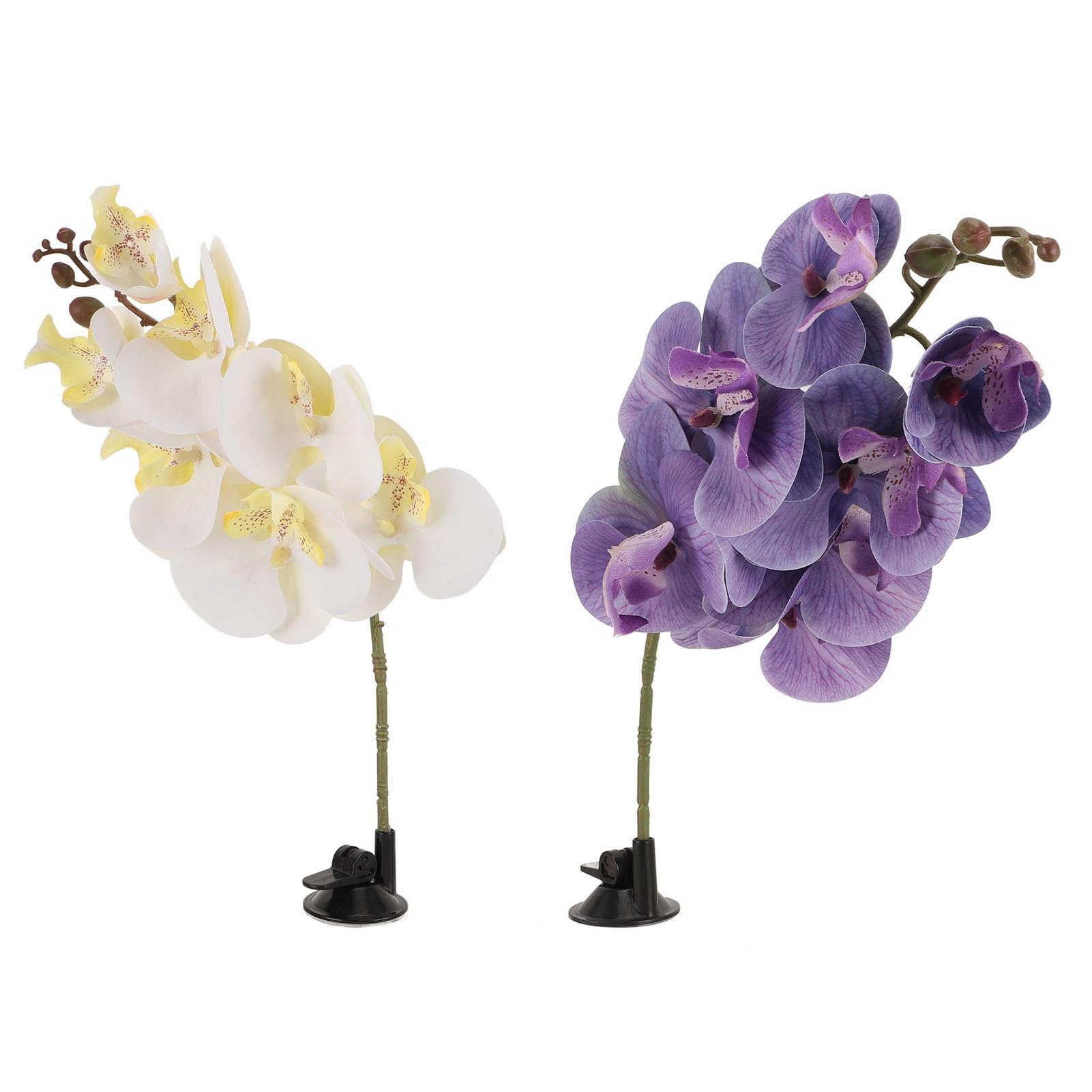 Lot de 2 plantes artificielles pour terrarium d'aquarium avec ventouse - Décoration pour lézards, araignées, serpents
