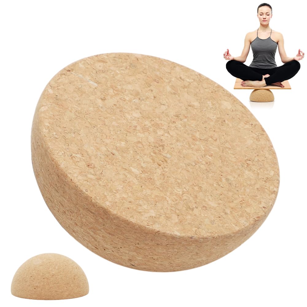 CEWROM Tabla de equilibrio de corcho, semiesfera de equilibrio antideslizante, entrenador de equilibrio para adultos y niños, para el equilibrio, yoga, pilates, rehabilitación y fitness