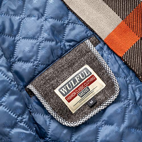 Image of WULFUL Men's Wool Blend Winter Coat Slim Fit Short Trenchcoat Warm Business Jacket with Detachable Soft Wool Scarf