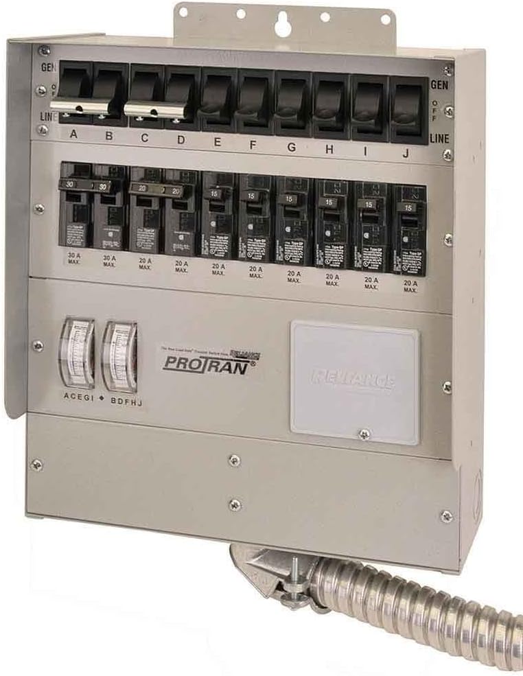 Reliance Controls 10-Circuit 50 Amp Transfer Switch for up to 12,500-Watt Generators Q510C