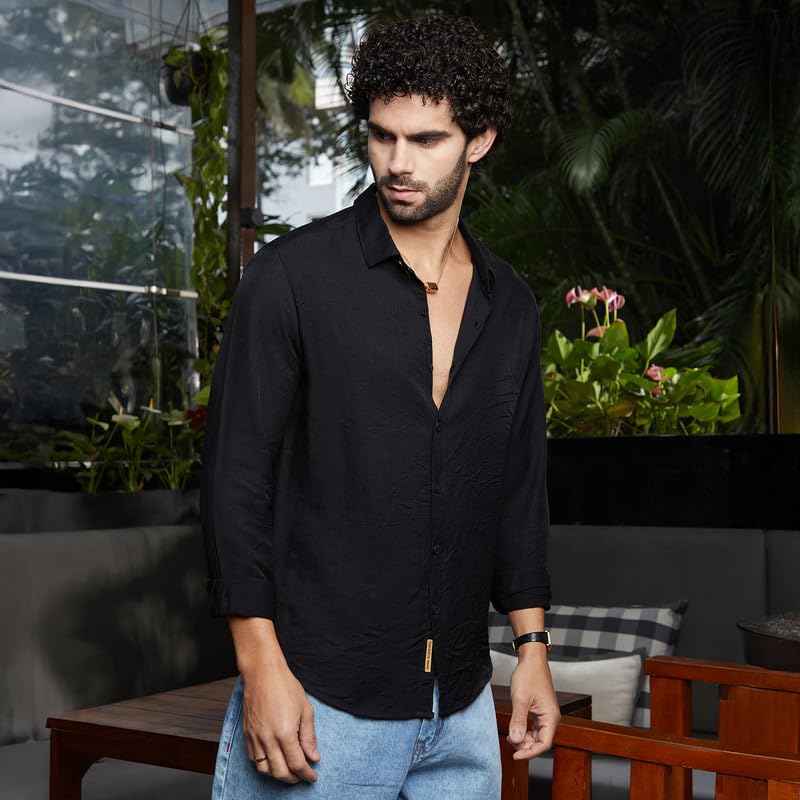 Image of CAHOOT Men's Shirt for Casual Wear | Spread Collar | Long Cuffed Sleeves | Button Closure | Shirt Crafted with Comfort Fit for Everyday Wear