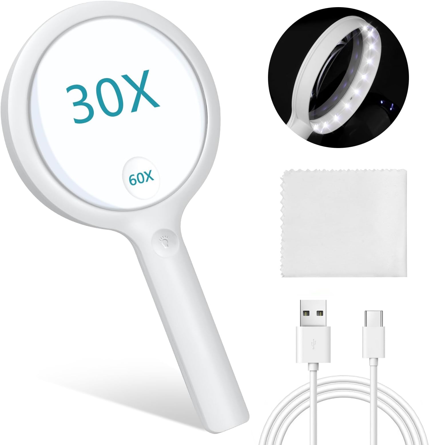 Fancii Très Grande Loupe Grossissante avec Lumière LED, 2X et 3.5X 138mm Loupe avec Éclairage