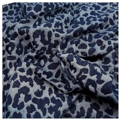 Matériel de couture tissu de jeans jacquard de fleurs en coton bleu 1.4x3m