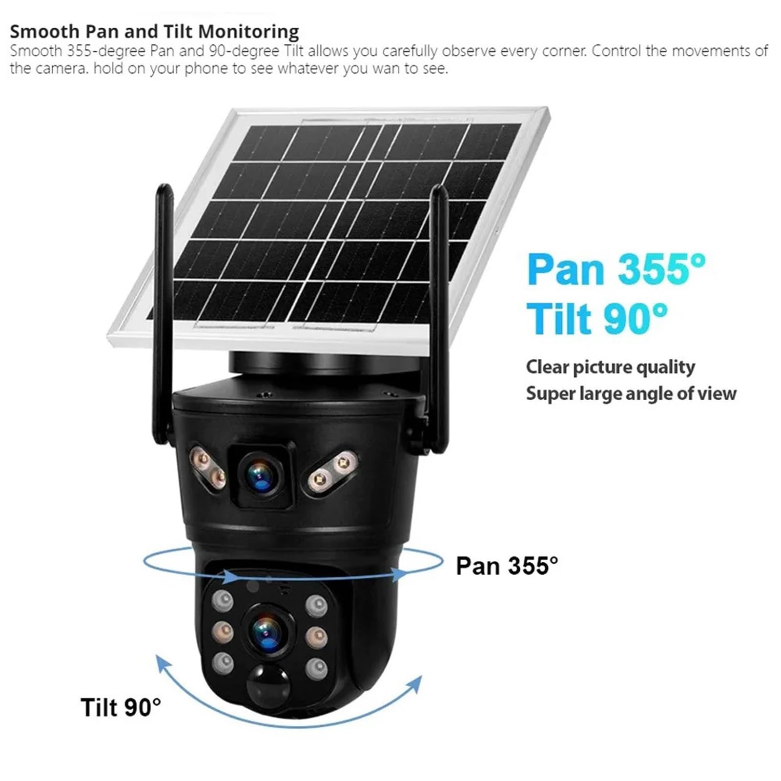 Kamera 4G z podwójnym obiektywem solarnym, czujnikiem ruchu PIR, detekcją osób, noktowizorem, wodoodporną kamerą IP, 8 MP, baterią 4K, monitorem CCTV na magazyn handlowy(32GB Card)