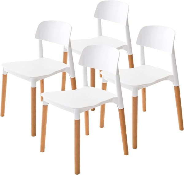La Bella Belloch White Retro Dining Chairs Set of 4
