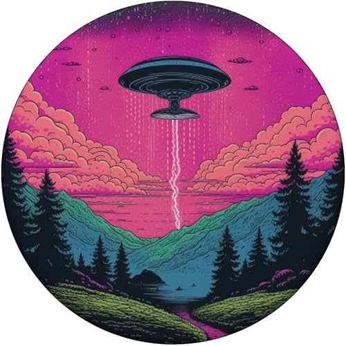 Miniatura 3 de Retro Alien Abduction Synthwave Ufo PopSockets intercambiables PopGrip