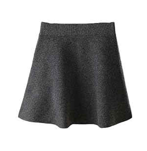 Womens Mini A-Line Wool Skirt with Elastic Waist for Urban Commute and Business Casual Wear Skirts
