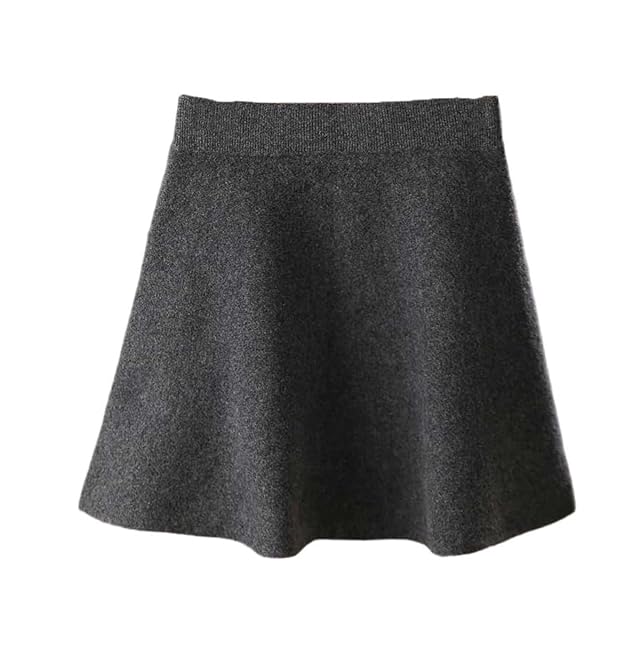 Womens Mini A-Line Wool Skirt with Elastic Waist for Urban Commute and Business Casual Wear Skirts