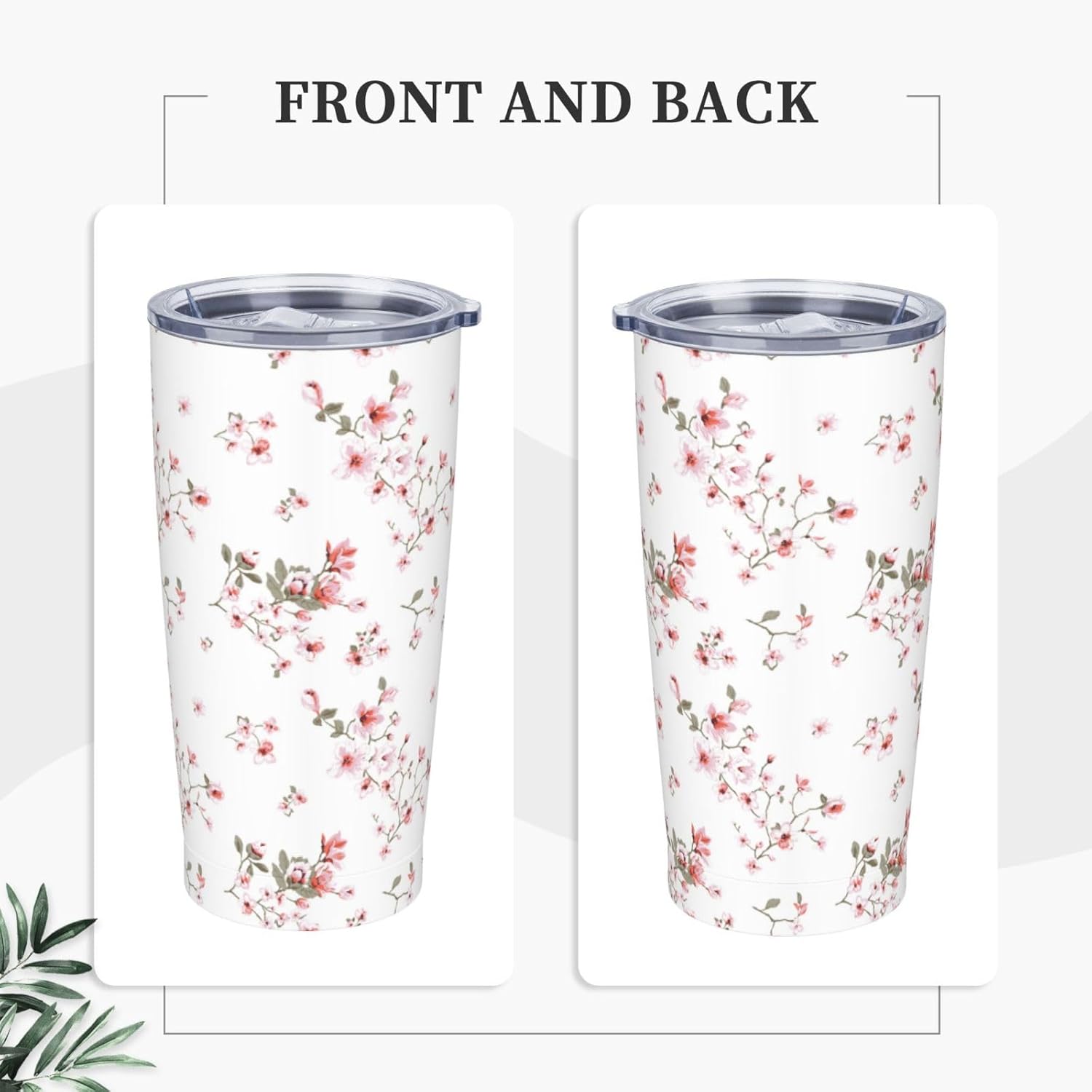 Floral Tumbler Insulated Tumblers with Lid Straw Reusable Cute Coffee Travel Mug Tea Wine Cups Birthday Gifts for Women 20 Oz - Image 2