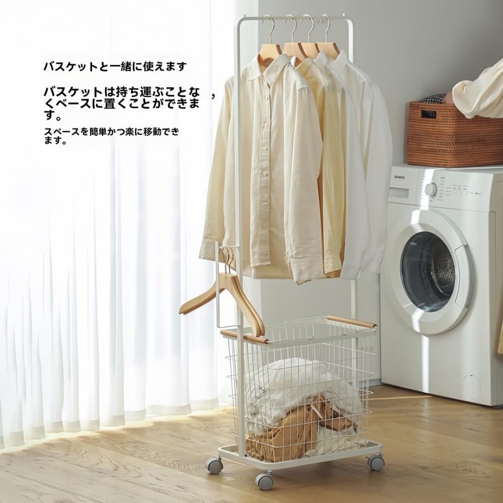 TIMDU ランドリーバスケット折りたたみ式ランドリーラックで360&deg;全方向に移動可能 負担を軽減 38L ポータブル 頑丈で耐久性