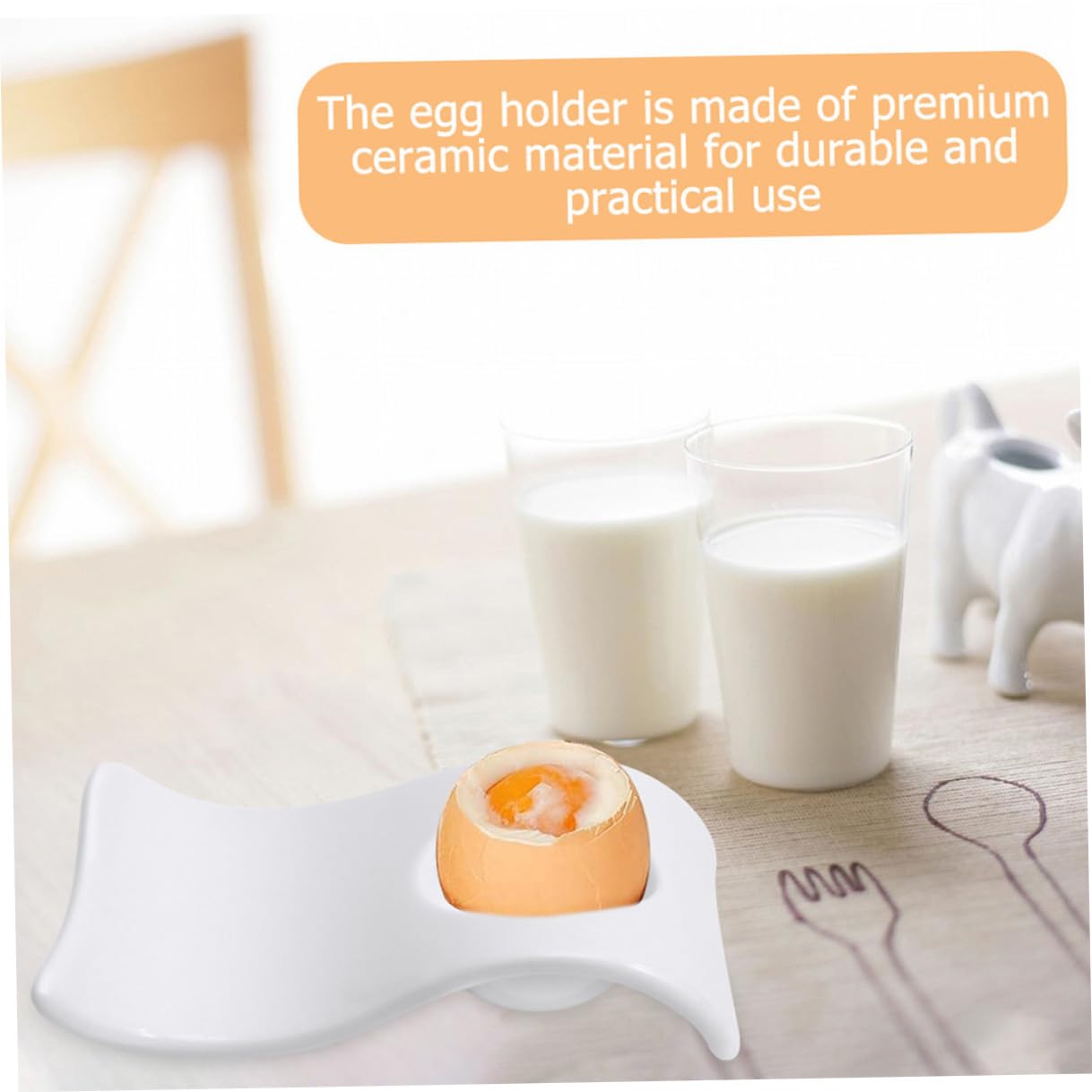 Baluue 6 Pièces Supports à Œufs en Céramique Blanc pour Petit-déjeuner, Coquetiers Pratiques Modernes pour Tenir Œufs Durs et Plateau de Service Élégant