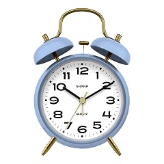 Sharp Twin Bell Alarm Clock, Loud Alarm Great for Heavy Sleepers Stylish Matte Finish with Rustic