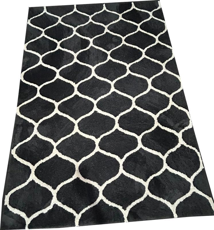 Image of Carpet for Living Room 5X7 FEET Modern Soft Shaggy Carpet Thick, Fluffy & 2 inch Pile Shag Rug for Your Kids Room, Bedroom & Livingroom (Gray White)