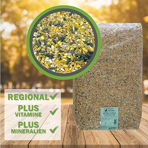 MeineHennen Müsli-Vital 30 kg, Premium Geflügelfutter für Legehennen, Enten, Gänse, Puten, Masthühner, Körnerfutter, Hennenfutter. Alleinfuttermittel für Geflügel