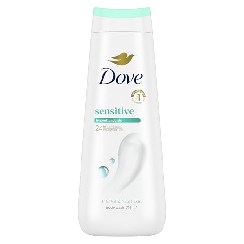 Dove Body Wash Sensitive Skin For 24hr Lotion-Soft Moisturizing Cleanser Gentle Hypoallergenic Formula with No Sulfates No Parabens 20 oz