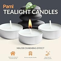 Vista 2 de PAMI Velas de té de alta calidad de larga duración con 4 horas de tiempo de combustión [paquete de 50] – Velas de té sin perfume – Velas de té