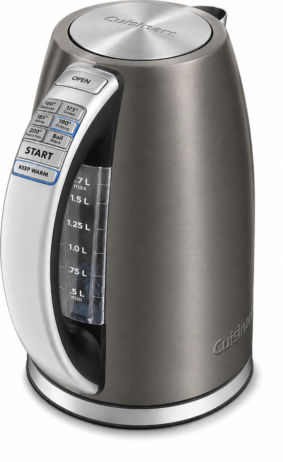 Cuisinart PerfecTemp 1.7-Liter Electric Kettle, Cordless Electric Tea Kettle, 1500W for Fast Heat-Up, 6 Preset Temperatures, 30-Minute Keep Warm, Stay Cool Nonslip Handle, Graphite Gray