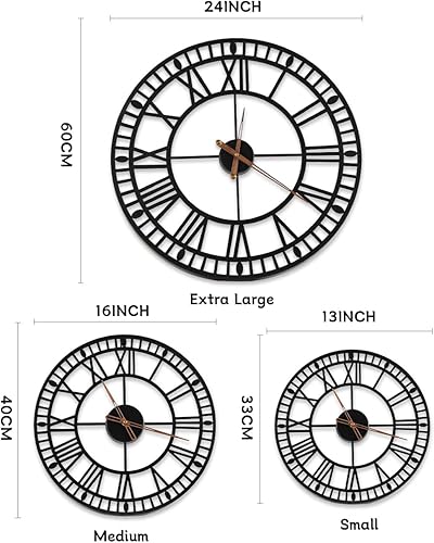 Miniatura 6 de Reloj de pared grande de 13 pulgadas para decoración de sala de estar, reloj silencioso sin tictac a pilas para esquina dormitorio, hogar, oficina,