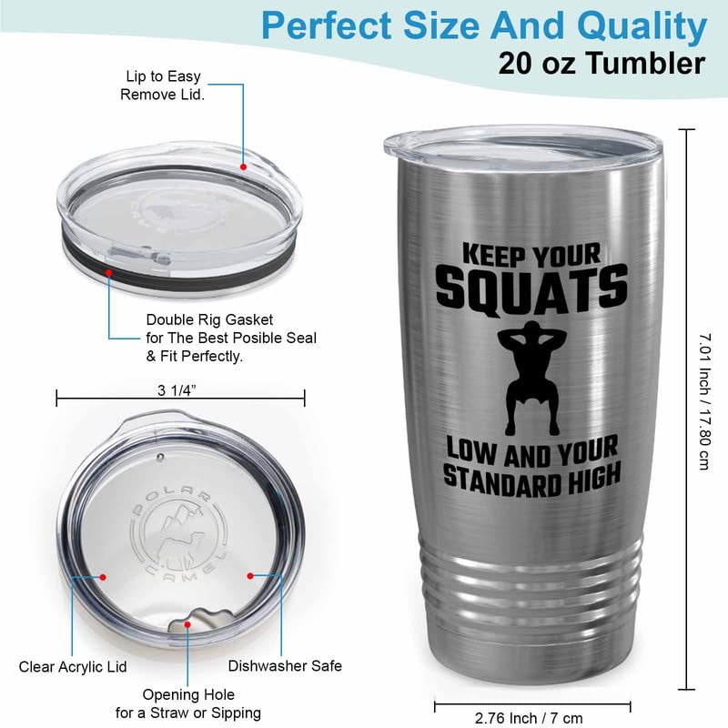Flairy Land Gym Squat Silver Tumbler 20oz - your standard high - Squat Bar Weights Funny Workout Pullup Rack Squat Tack Fitness