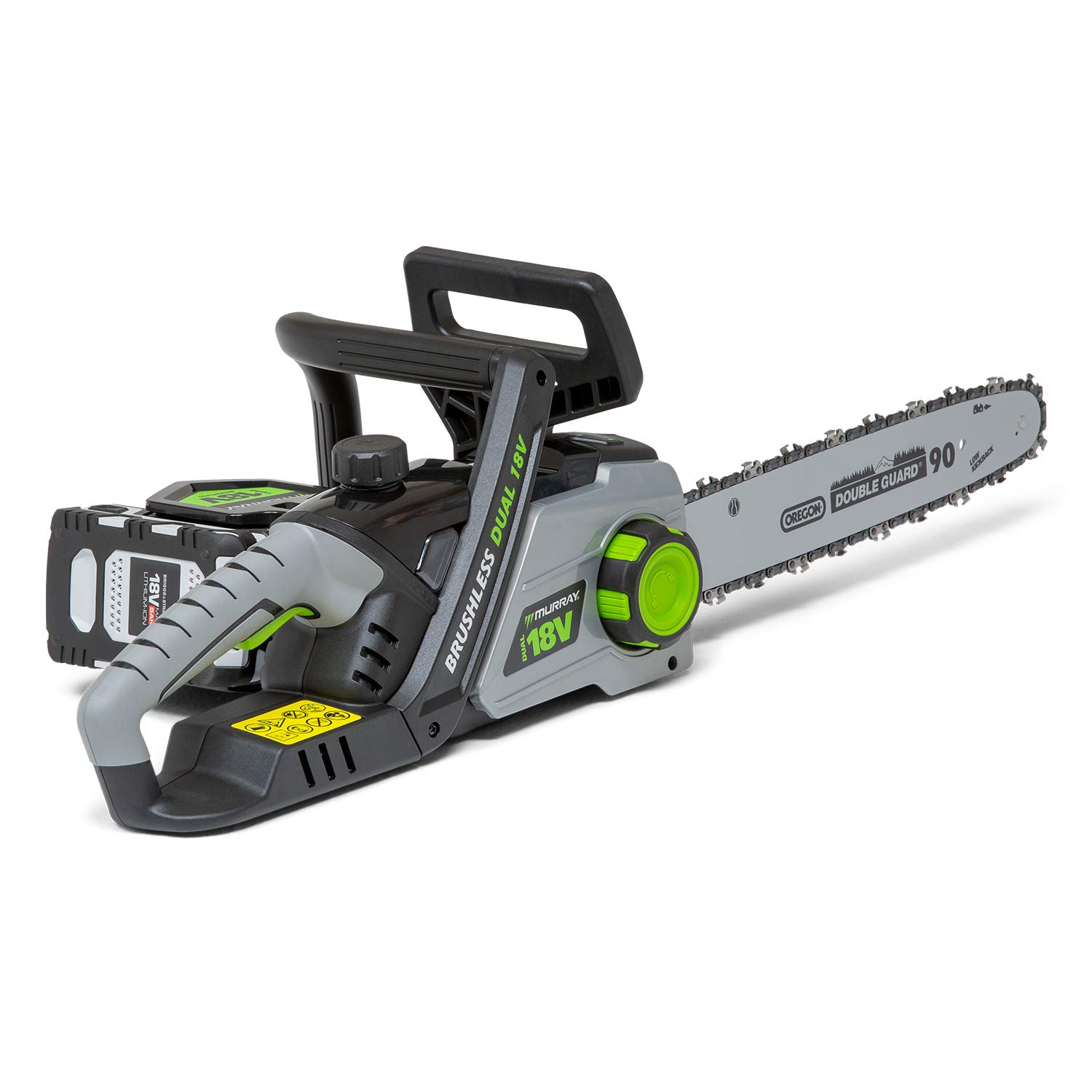 Kit tronçonneuse Murray IQ18DCSK Dual 18V 35cm à batterie Lithium-Ion, Powered by Briggs & Stratton, moteur 36V 1200W sans balai, 2 batteries 5AH et chargeur inclus, garantie 5 ans, 1697225